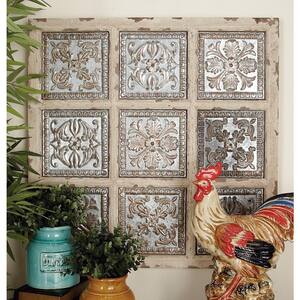 Metal White Scroll Wall Decor with Embossed Details