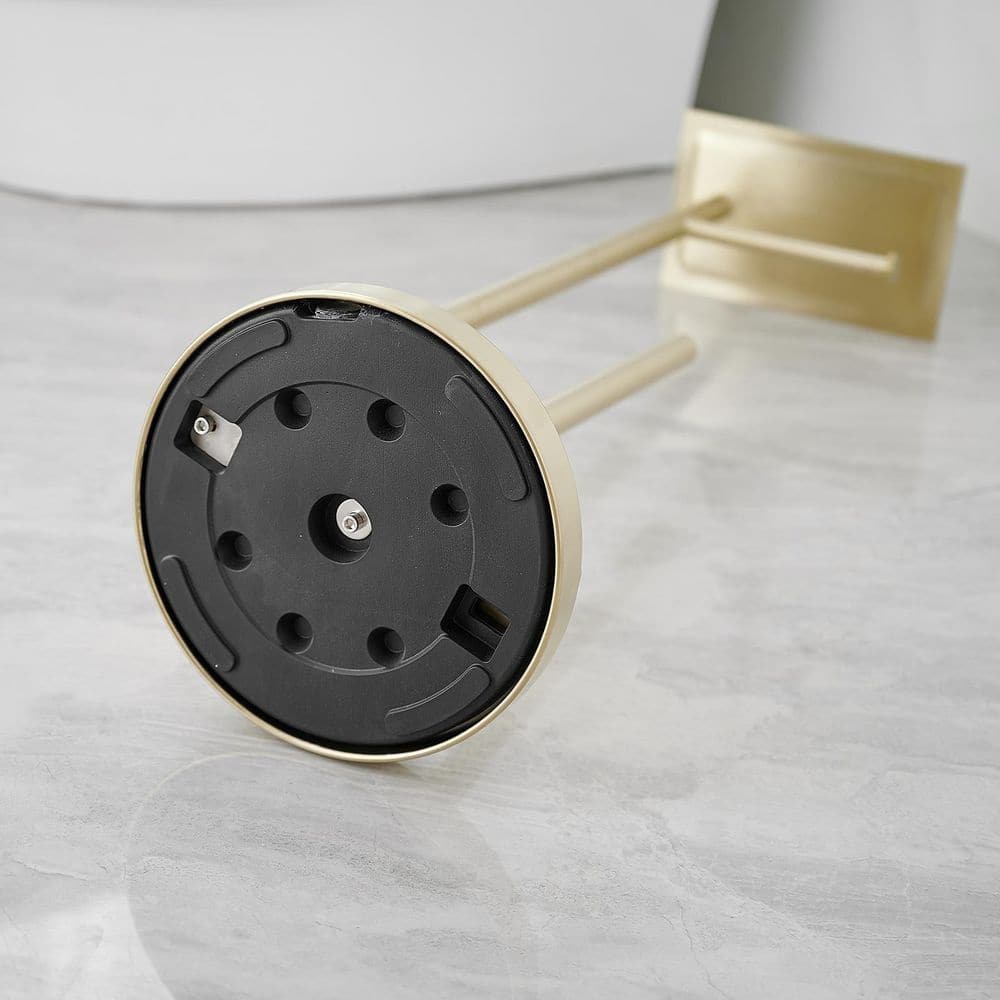 Brushed Gold Freestanding Toilet Paper Holder with Storage Shelf
