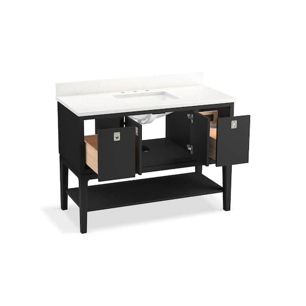 KOHLER Seagrove 49in. Single Sink Freestanding Ferrous Grey Bath Vanity with White Quartz Top Assembled