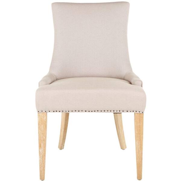 SAFAVIEH Becca Taupe and Beige Linen Blend Dining Chair