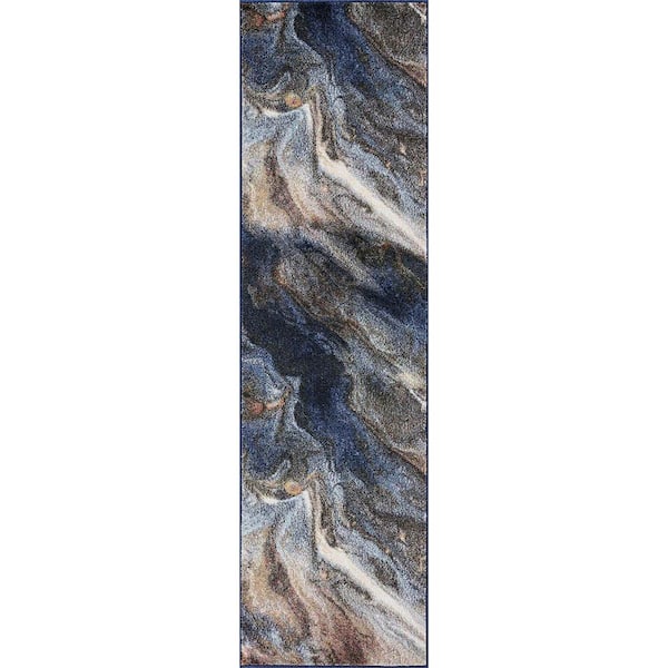 Reina Abstract Orange 3 ft. x 10 ft. Indoor Runner Rug