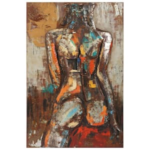 48 in. x 32 in. "Nude Study 1" Mixed Media Iron Hand Painted Dimensional Wall Art
