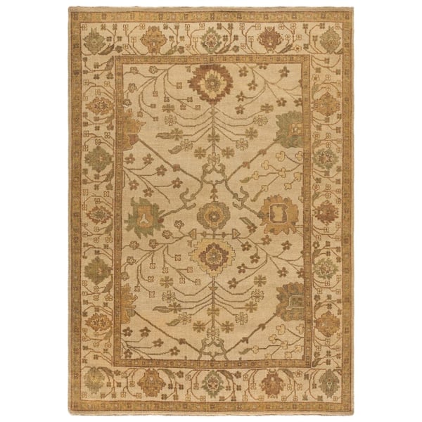 Oushak 6 ft. x 9 ft. Ivory Ornate Floral Area Rug