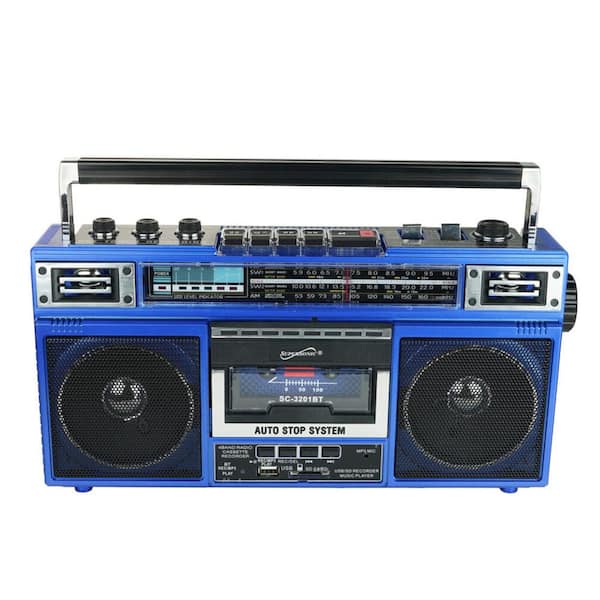 4 Band Radio Speaker and Cassette Player With Bluetooth in Blue