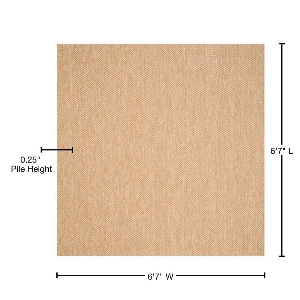 Natural Cream 79" Square Synthetic Indoor/Outdoor Easy Care Rug