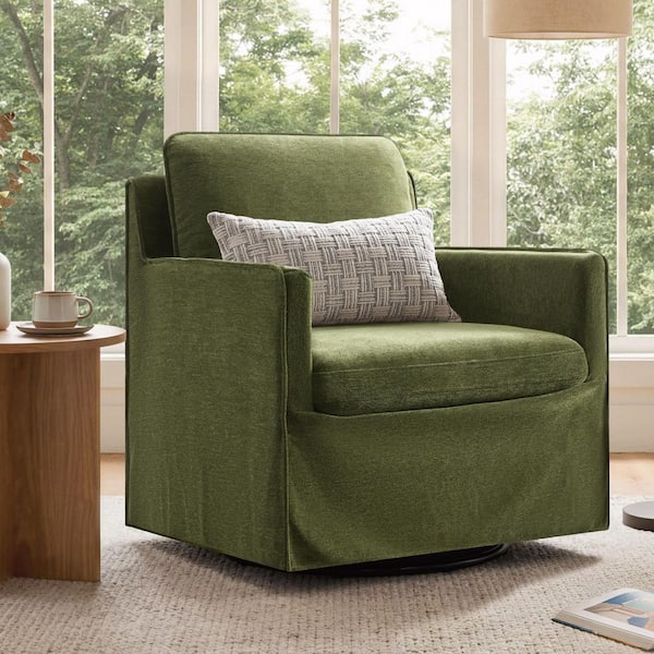 Spruce & Spring Daro Green Fabric 360°Swivel Accent Chair with