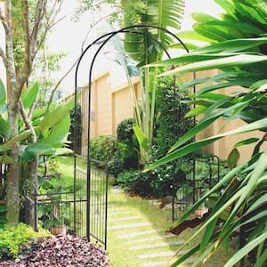 86 .5 in. x 78.75 in. Garden Arbor Arch Gate with Trellis Sides for Climbing Plants, Wedding Ceremony Decorations