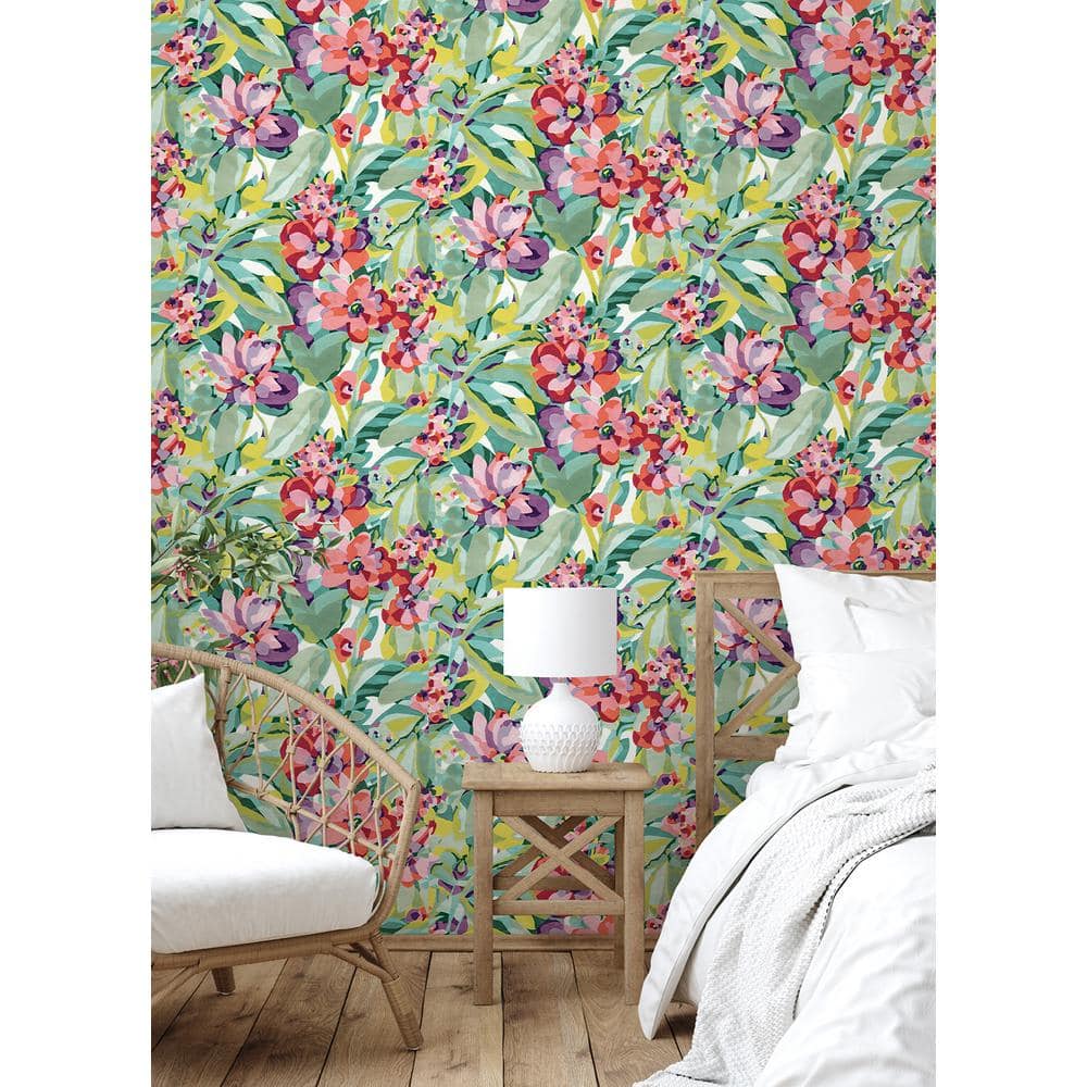 Multicolor Vinyl Floral Peel and Stick Wallpaper Roll