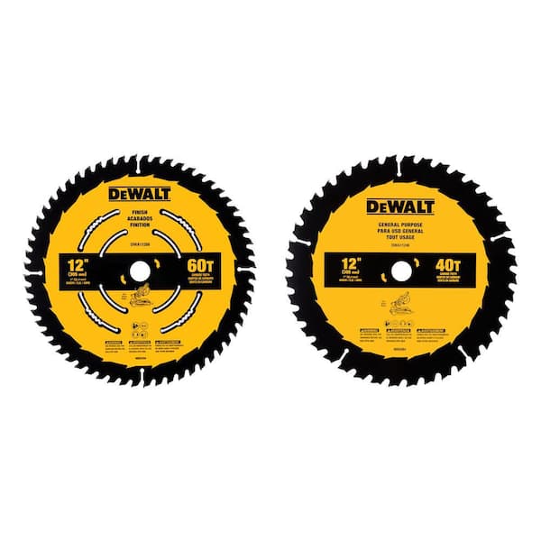 DEWALT 12 in. 40-Tooth and 60-Tooth Circular Saw Blade Set (2-Pack)