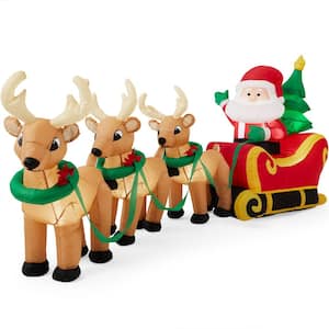 3.1 ft. Pre-Lit LED Santa Claus and Reindeer Christmas Inflatable