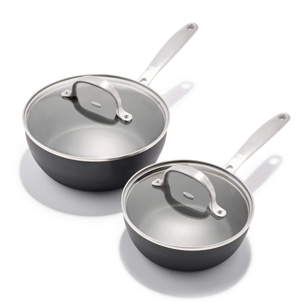 Saucepan Set with Lid, 1 Quart & 2 Quart Sauce Pans, Sauce Pan Sets, Non  Stick Pots with Silicone Handle 