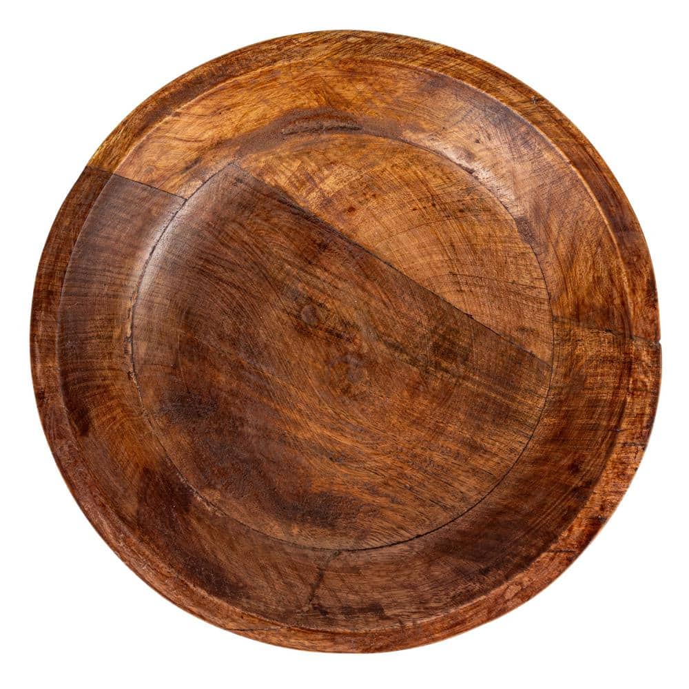 Natural Mango Wood Footed Serving Bowl, 11.5" Wide