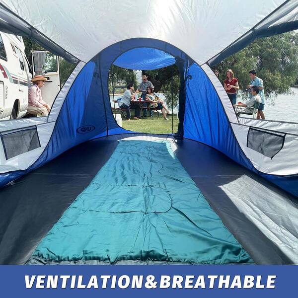 Zeus & Ruta 3-Person Navy Blue Instant Portable Beach Tent with 2
