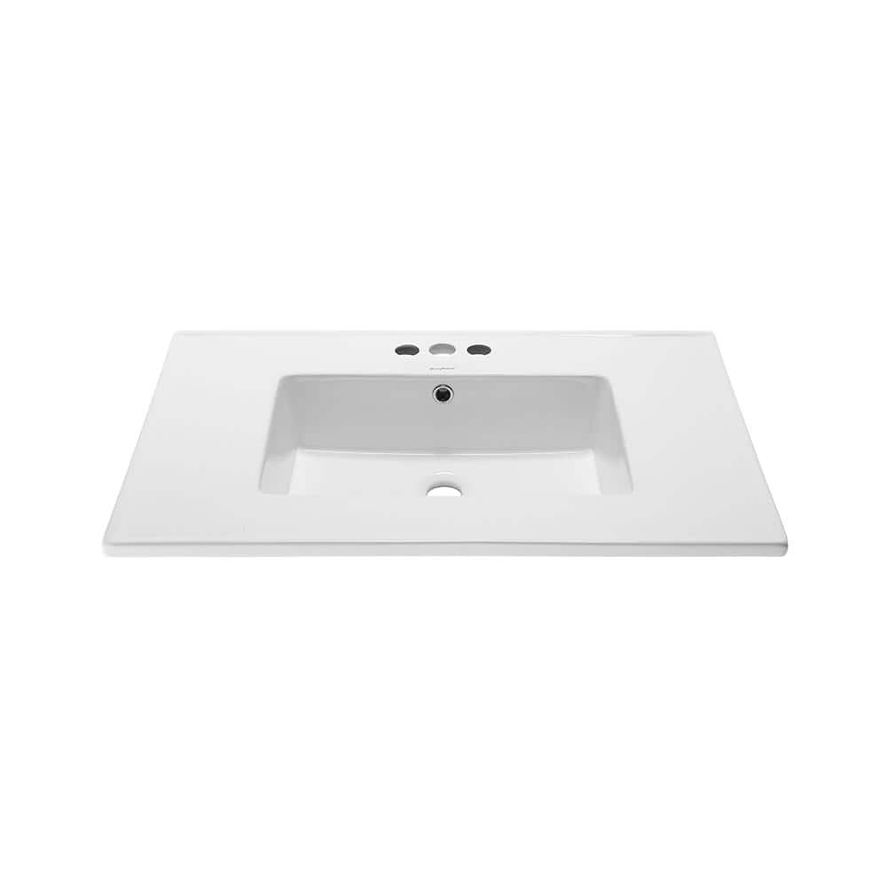 Voltaire 31 Vanity Top Sink with 4 Centerset Faucet Holes