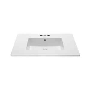 Voltaire 31 in. Vanity Top in Glossy White with 3 Center Set Holes