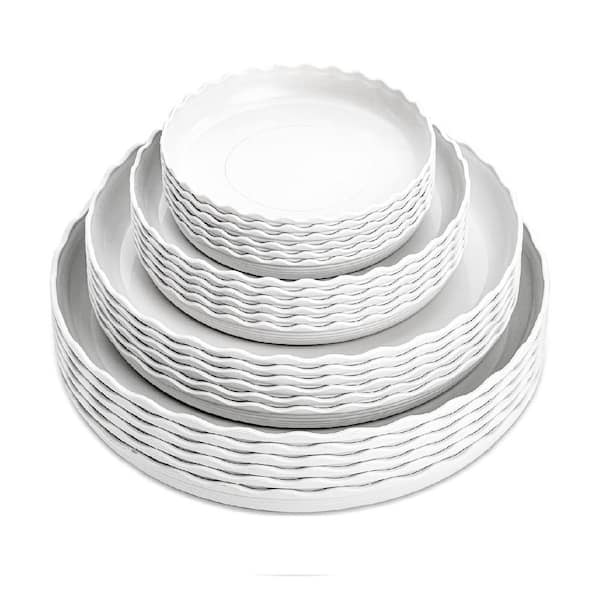 12  in. W x 1.3  in. H White Plastic Round Plant Saucer Drip Trays Heavy Duty Plant Tray Flower Pots & Plants (24-Pack)