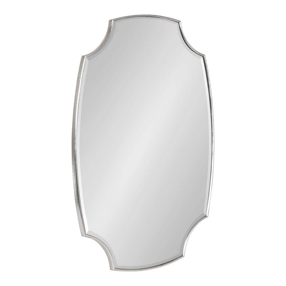 Luxurious Scalloped Edge 34'' Silver Wall Mirror with Gold Accents