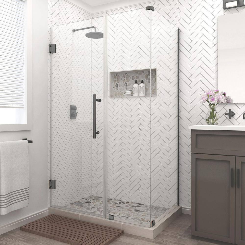 Bromley 72" Matte Black Frameless Corner Hinged Shower Enclosure