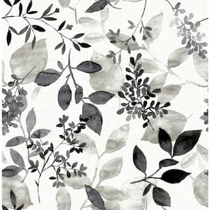 Gossamer Black Botanical Paper Strippable Roll Wallpaper (Covers 56.4 sq. ft.)