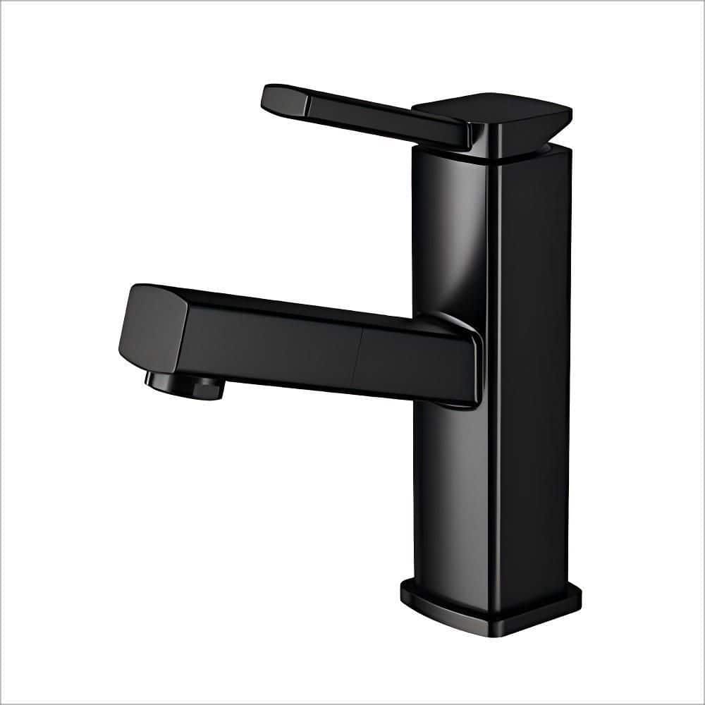 1-Piece Bathroom Sink Faucet with Pull Out Sprayer in Black, Single Handle Basin Mixer Tap for Hot and Cold Water price history on PriceWatchPro