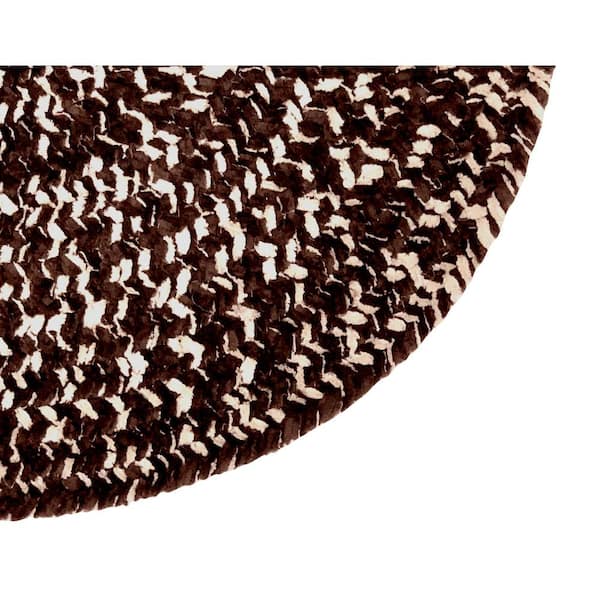 Chenille Tweed Braid Collection Dove & Chesnut 42" x 66" Oval 100% Polyester Reversible Indoor Area Rug