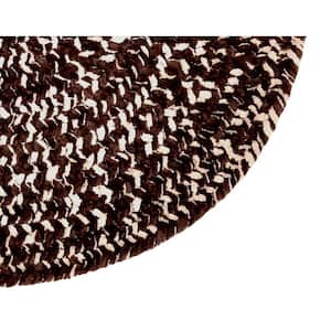 Chenille Tweed Braid Collection Dove & Chesnut 96" Round 100% Polyester Reversible Indoor Area Rug
