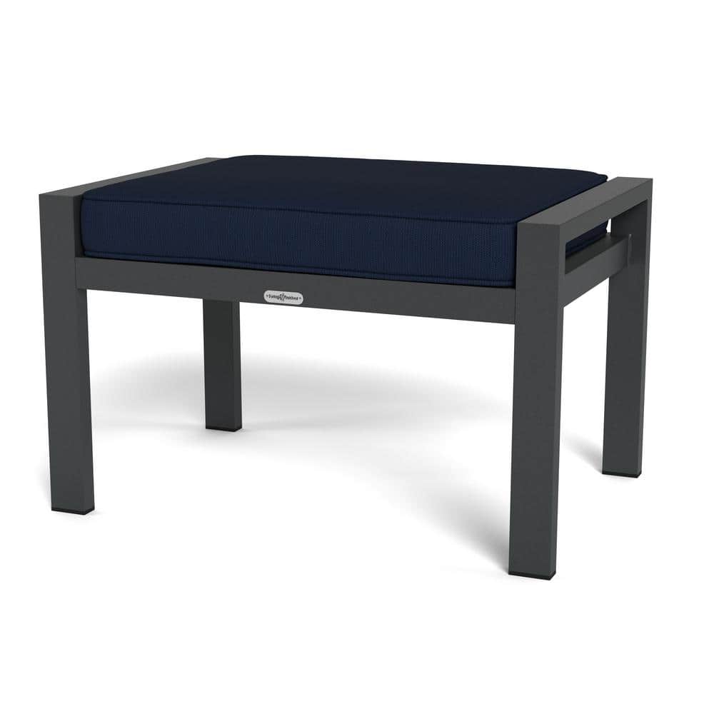 Lakeview Charcoal Aluminum Outdoor Club Chair Set with Navy Cushions