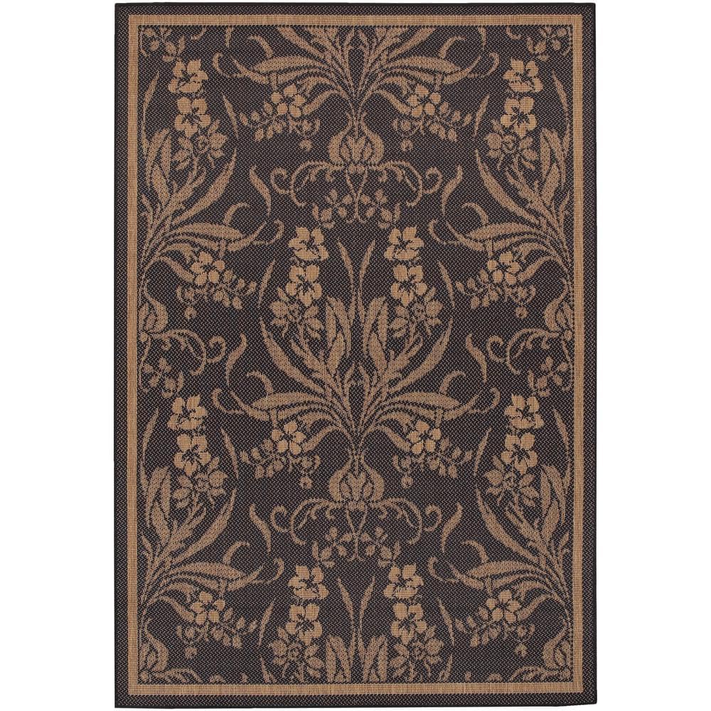 Rectangular Black and Cocoa Synthetic Flat Woven Area Rug