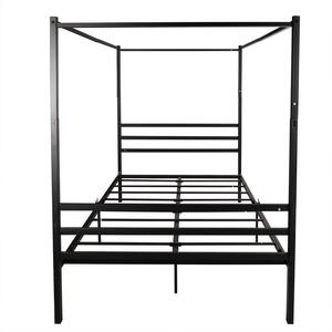 Black Queen Size Metal Canopy Bed