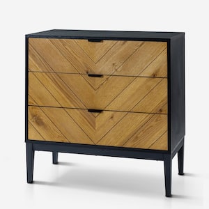 Franz Black 32 in. Tall 3 Chest of Drawers Bachelor's Modern Chest with Storage for Bedroom and Living Room