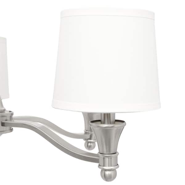 Hampton Bay - 5-Light Brushed Nickel Chandelier with White Fabric Shades