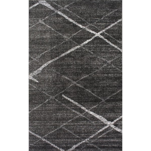 nuLOOM Thigpen Contemporary Stripes Dark Gray Doormat 3 ft. x 5 ft. Area Rug