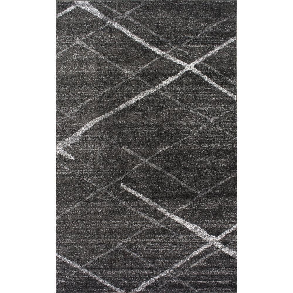 Dark Gray 8' x 10' Abstract Synthetic Area Rug