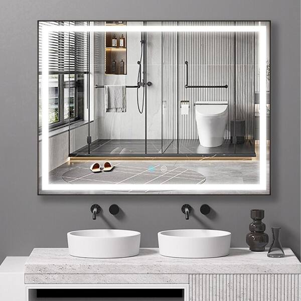 Staykiwi 48 in. W x 36 in. H Rectangular Frameless Anti-Fog Wall Bathroom Vanity Mirror in Natural