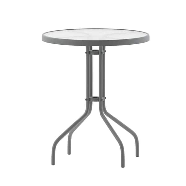 Carnegy Avenue Silver Round Steel Outdoor Side Table CGA-TLH-520746-CL ...