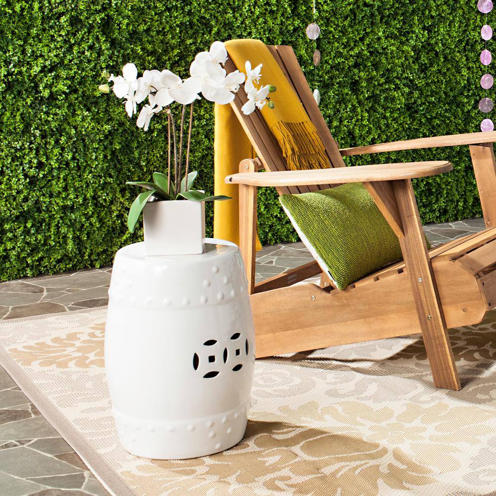 Modern White Ceramic Barrel Garden Stool