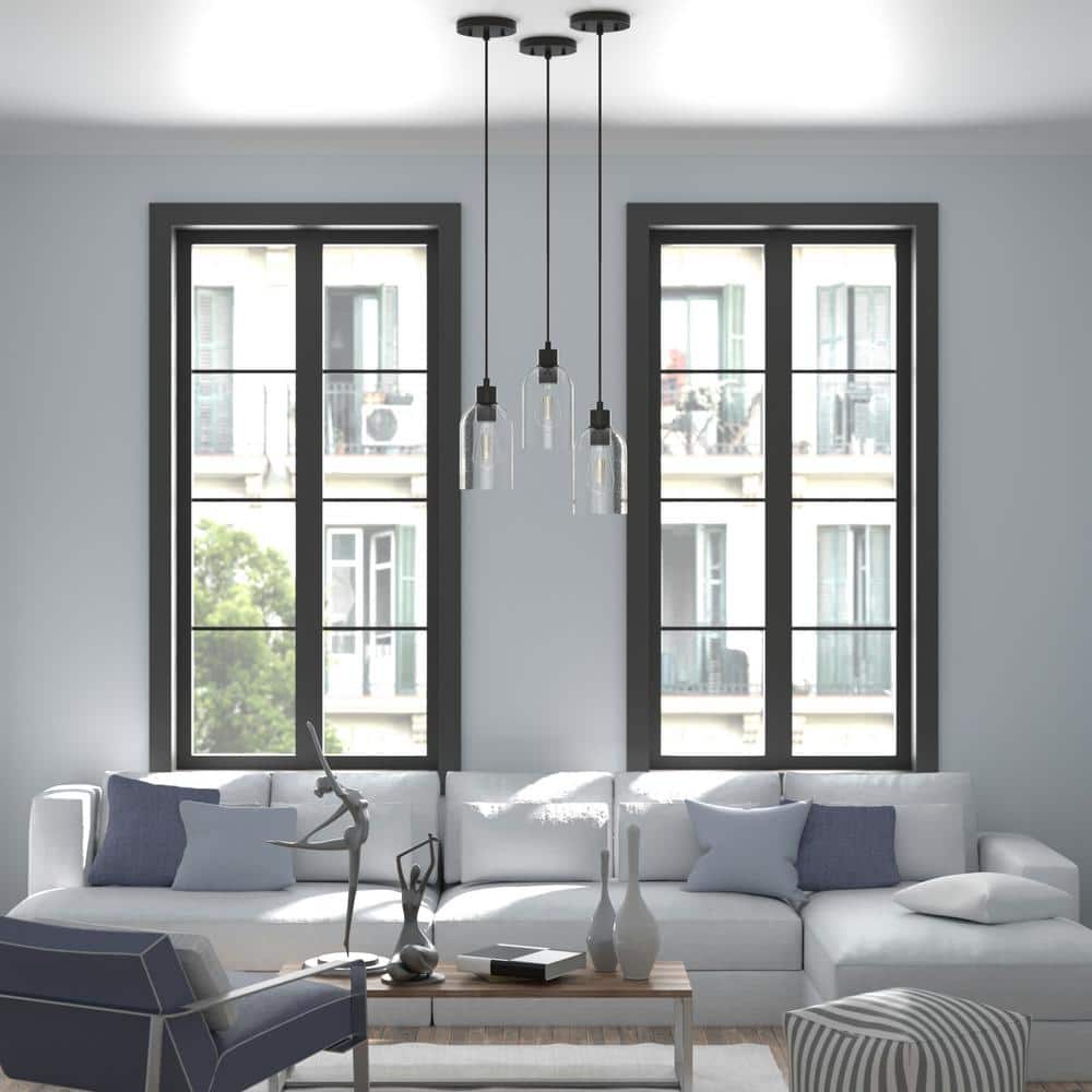 Noble Bronze Mini LED Pendant with Seeded Glass Shade