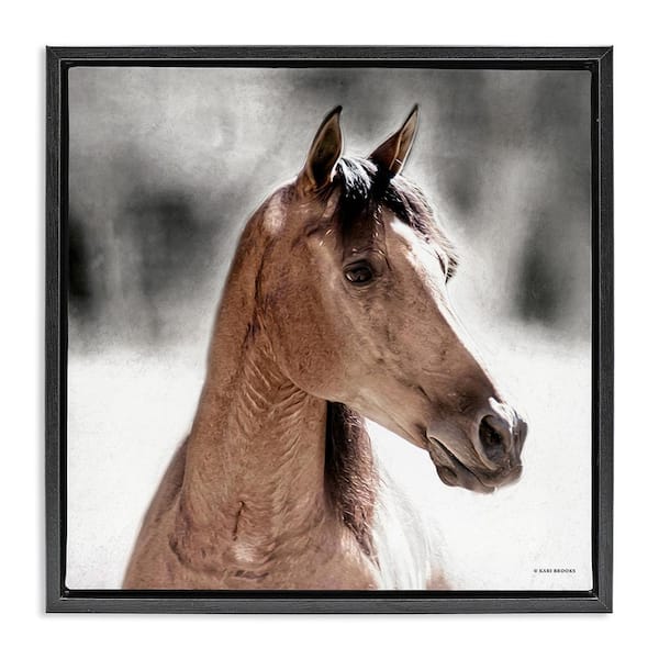 Stupell Industries Brown Foal in Snow by Kari Brooks 1-Piece Floater Frame Graphic Print Animal Poster Art Print 18 in. x 18 in.