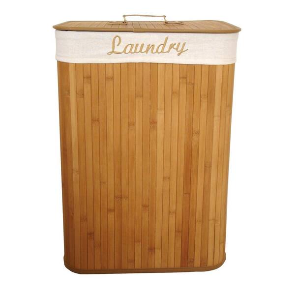 Sunbeam Collapsible Rectangular Bamboo Laundry Hamper