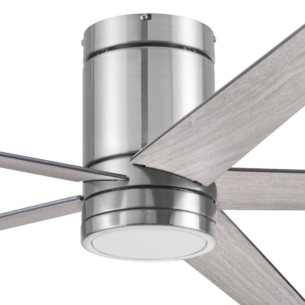 Graceshire 52" Brushed Nickel LED Ceiling Fan with Remote and Reversible Gray Oak Blades