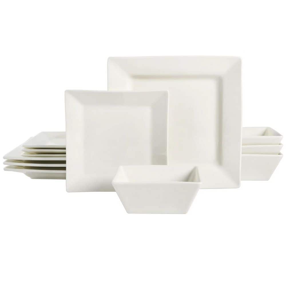 Hard Square 12-Piece In White Fine Ceramic Dinnerware Set price history on PriceWatchPro