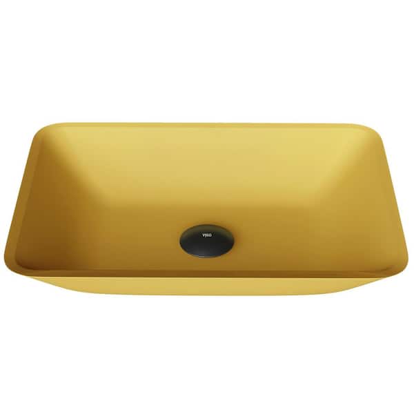 Matte Shell Sottile Citron Glass 18 in. L x 13 in. W x 4 in. H Rectangular Vessel Bathroom Sink