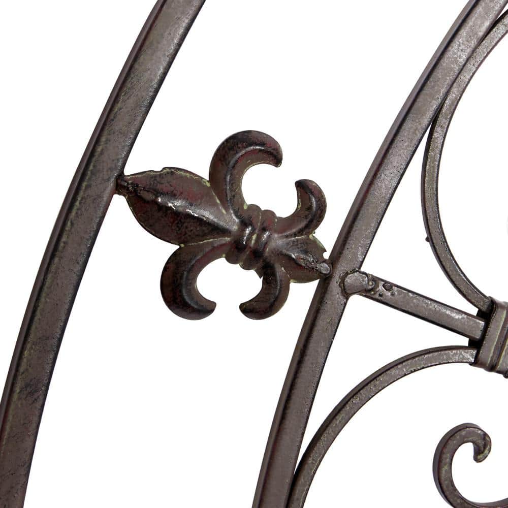 Black Iron Scrollwork and Fleur De Lis Round Wall Sculpture