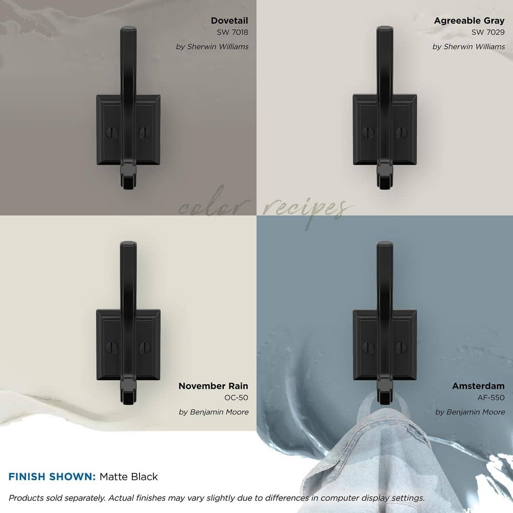 Matte Black Metal Double Prong Decorative Wall Hook