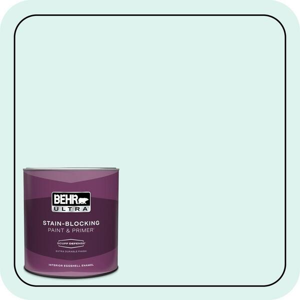 BEHR ULTRA 1 qt. #500A-1 Glacier Bay Extra Durable Eggshell Enamel Interior Paint & Primer