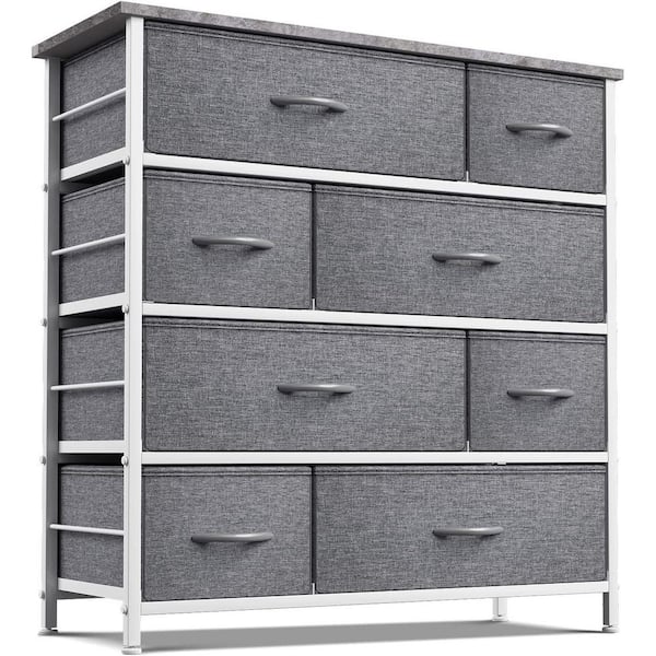 Sorbus 8-Drawer Light Gray Dresser Steel Frame Wood Top Easy Pull Fabric Bins 11.5 in. L x 34 in. W x 36 in. H