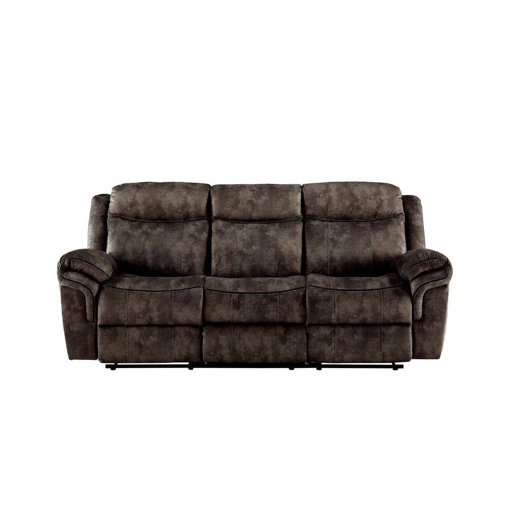 87 in W Rolled Arms Velvet Upholstery Straight Sofa in Brown