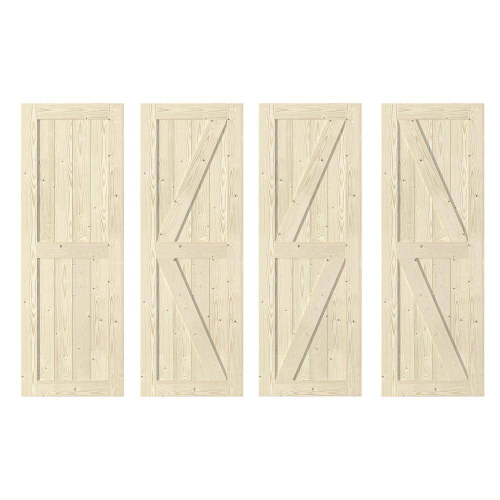 Knotty Wood 48" x 84" Unfinished Sliding Barn Door with Hardware Kit