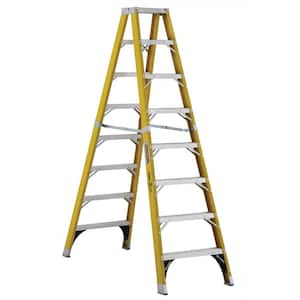 8 ft. Fiberglass Twin Step Ladder with 375 lbs. Load Capacity Type IAA Duty Rating