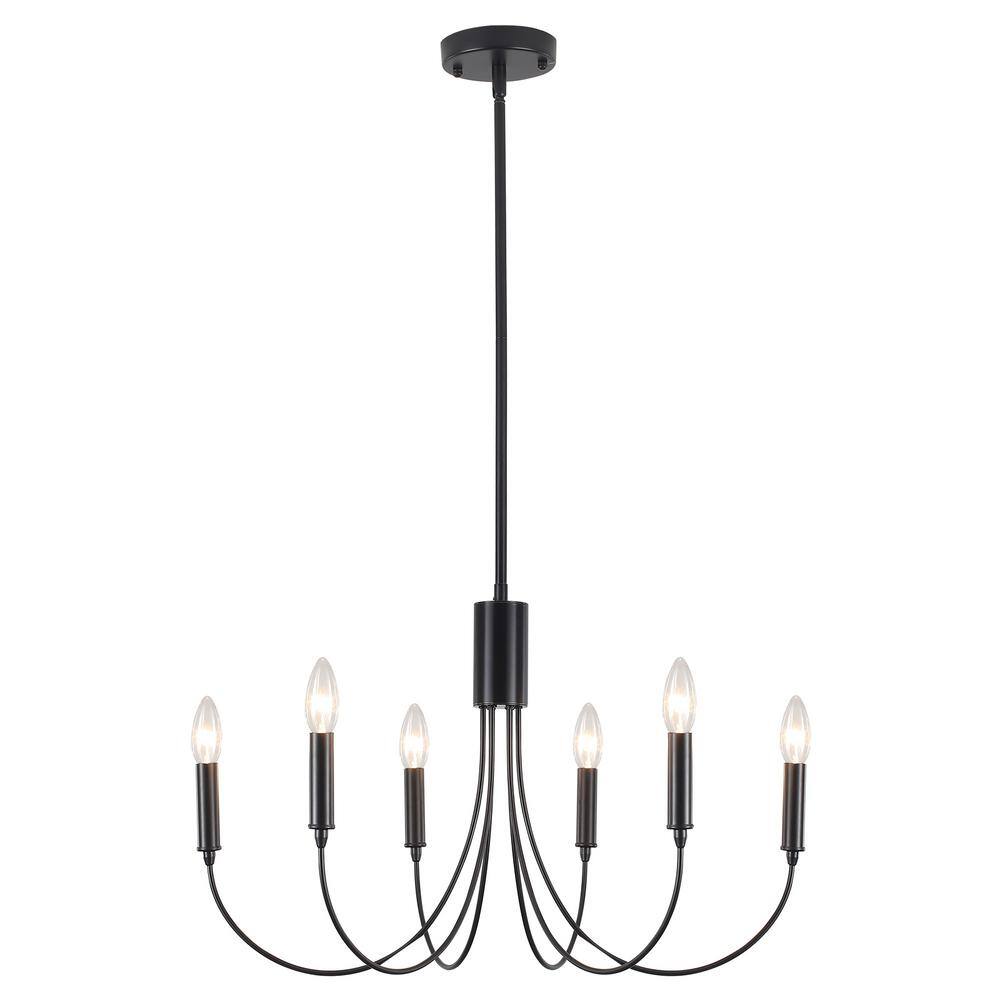 LWYTJO Hook 6-Light Black Classic Candle Style Chandelier for Kitchen ...